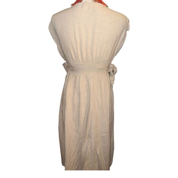 Promesa Linen Blend Tan Side Tie Midi Dress size Large - Picture 7 of 7